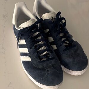Adidas Men's Dark Blue and White Sneakers